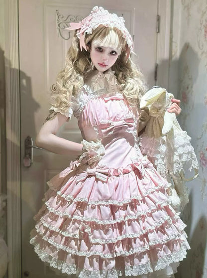 Nn Star - Half Sugar Ism - Sweet Lolita JSK Low Waist Dress With Tiered Hem