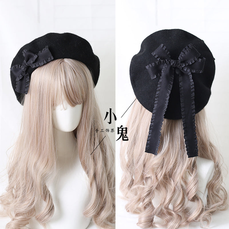 Xiaogui - Sweet Bow Multicolors Lolita Wool Beret