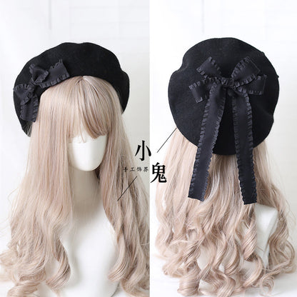 Xiaogui - Sweet Bow Multicolors Lolita Wool Beret