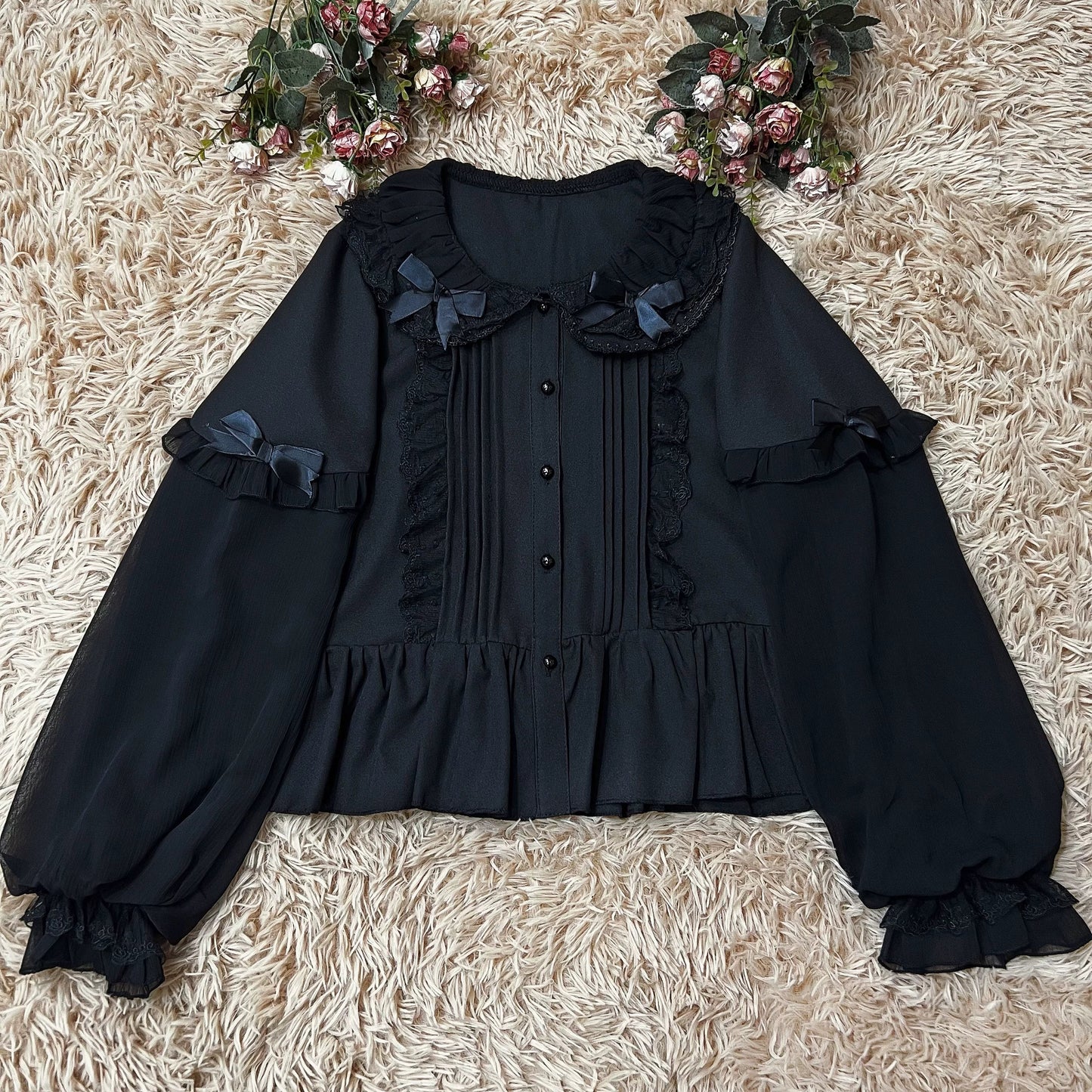 DMFS Lolita - Sweet Lolita Blouse Double-layered Puff Sleeves Lolita Shirt