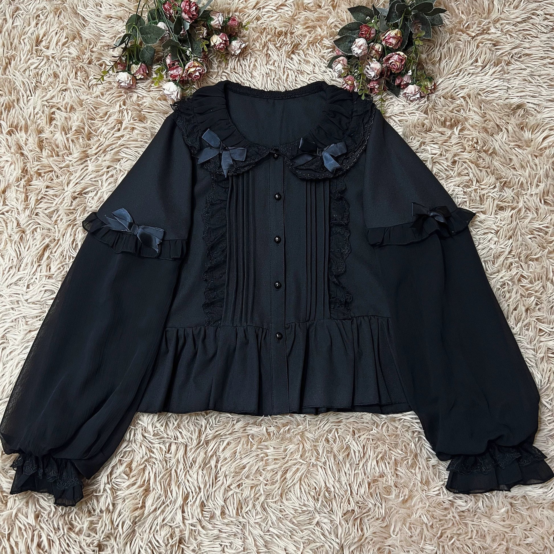 DMFS Lolita - Sweet Lolita Blouse Double-layered Puff Sleeves Lolita Shirt