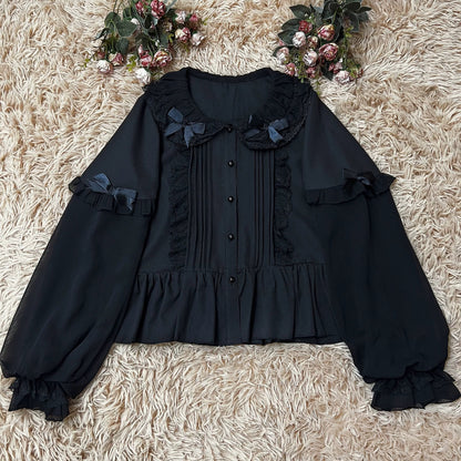 DMFS Lolita - Sweet Lolita Blouse Double-layered Puff Sleeves Lolita Shirt
