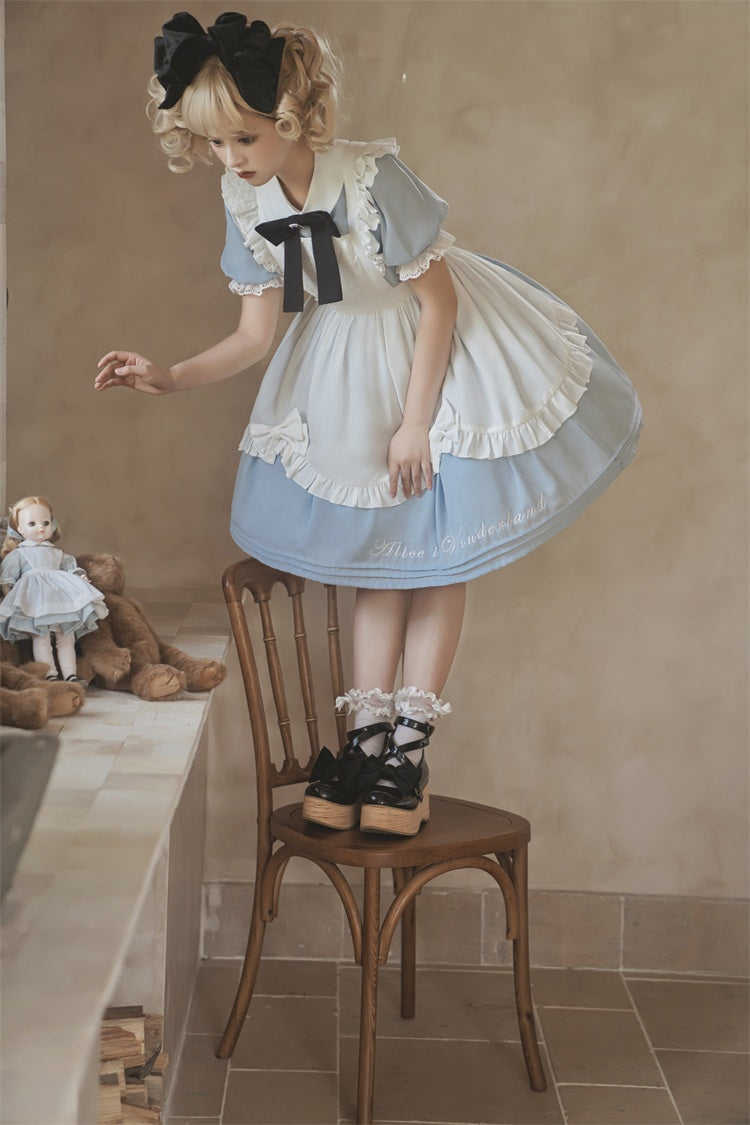 Letters from Unknown Star - Sweet Alice - Short Sleeves Maid Lolita OP