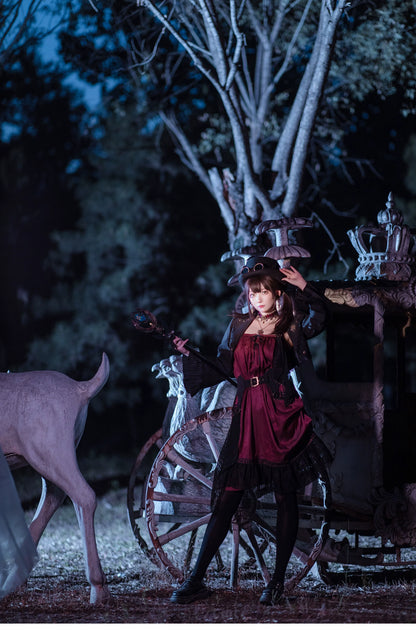 Mr. Yi's Steam Continent - Gothic Lolita Cardigan Long Sleeve Black Short Jacket