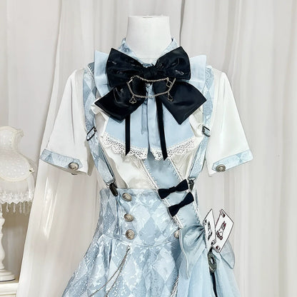Your Princess - Alice in Time - Checkered Ouji Lolita Suit With Card & Rabbit Accents