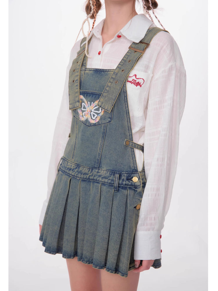 Denim suspender skirt【s0000007531】