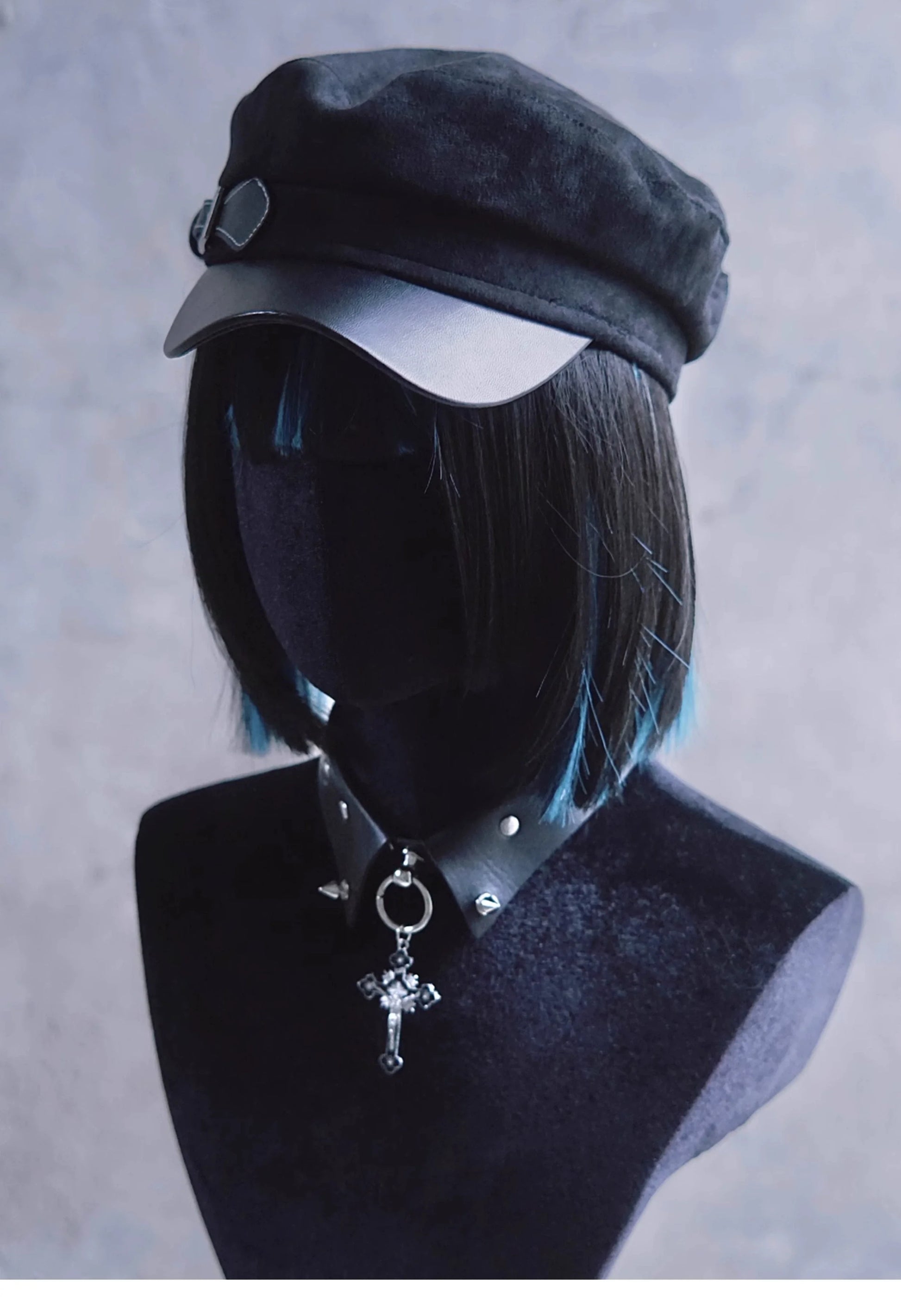 Strange Sugar - Gothic Lolita Hat Leather Buckle Lolita Newsboy Hat