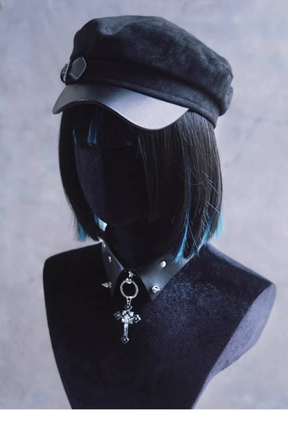 Strange Sugar - Gothic Lolita Hat Leather Buckle Lolita Newsboy Hat