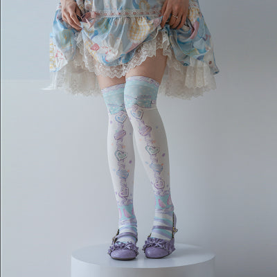 Roji roji - Macaron Printed Lolita Knee Stockings
