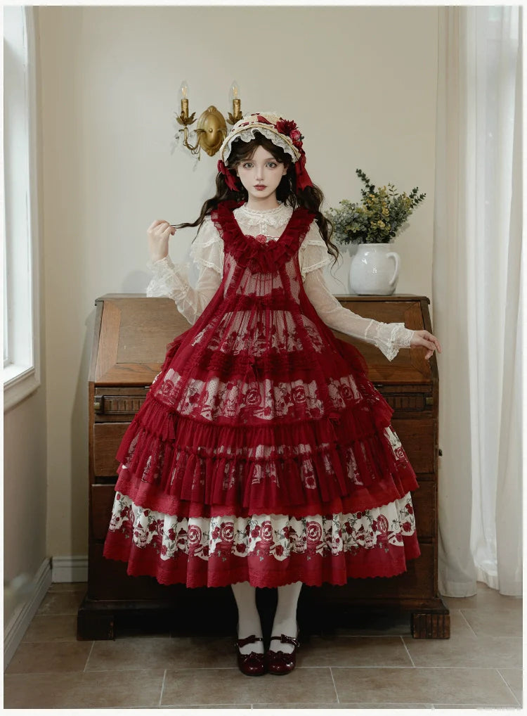 With PUJI - Letters and Poetry - Classic Lolita Tulle Over-Skirt for Summer