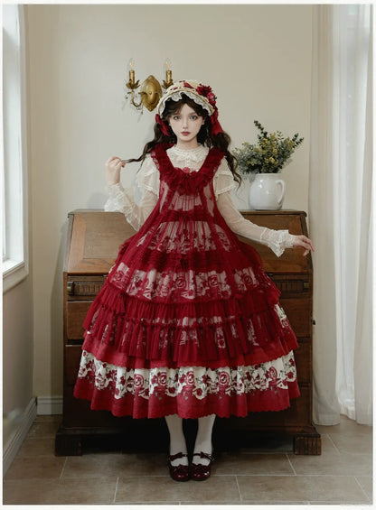 With PUJI - Letters and Poetry - Classic Lolita Tulle Over-Skirt for Summer