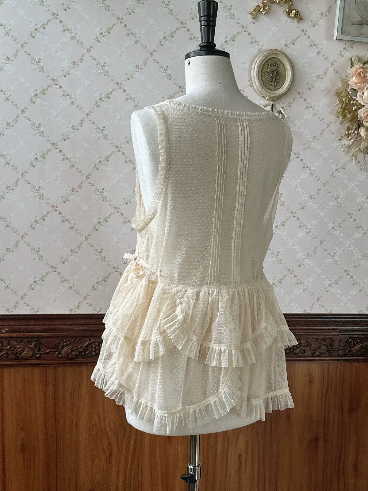 Sweet Dreamer - Antique Wall - Classic Vintage Lolita Vest Tulle Polka Dot Vest