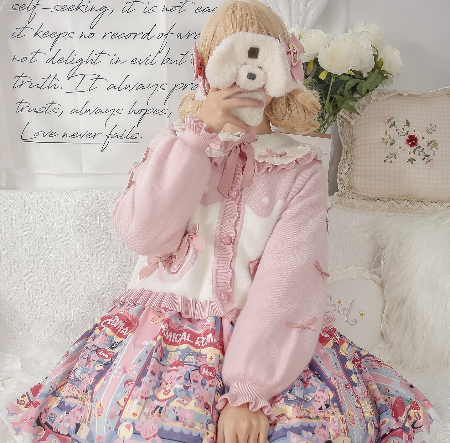 MIST - Beating Heart - Sweet Lolita Thick Sweater Coat Puff Sleeve