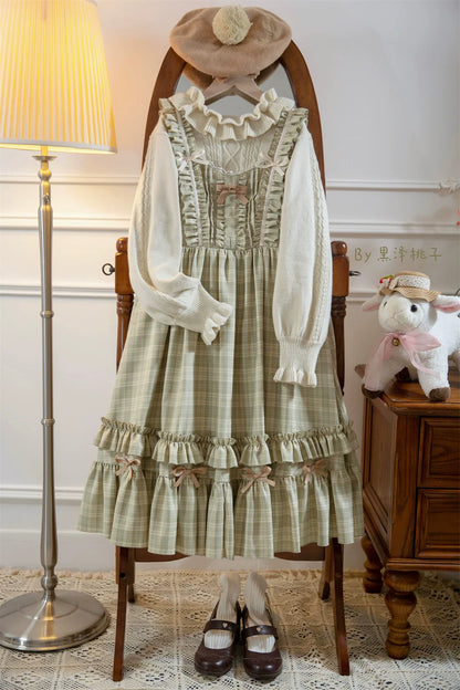 EESSILY - Green Fairy Tales - Classic Lolita Plaid JSK Plus Size Lolita Dress