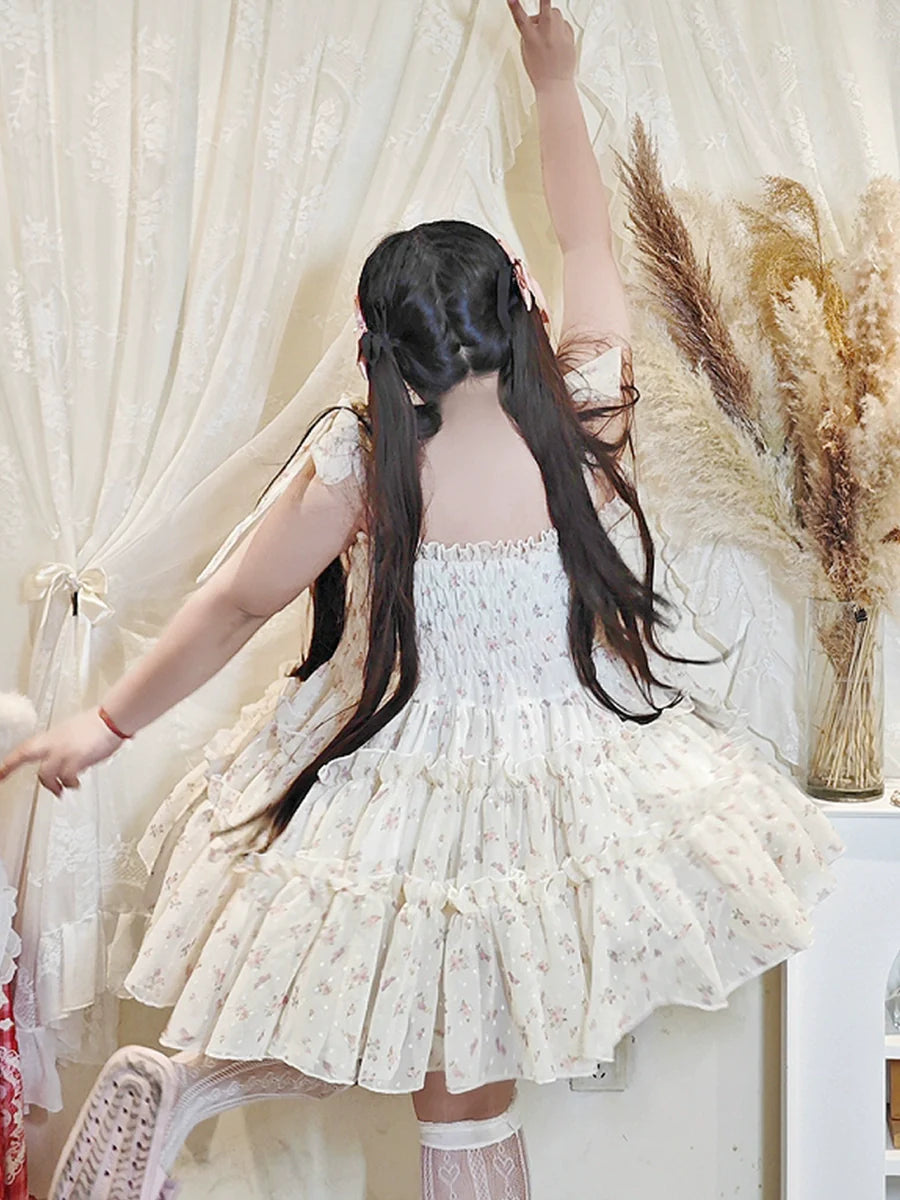 Rouroudream - Teenage Mind - Plus Size Lolita JSK Dress Chiffon Floral Print