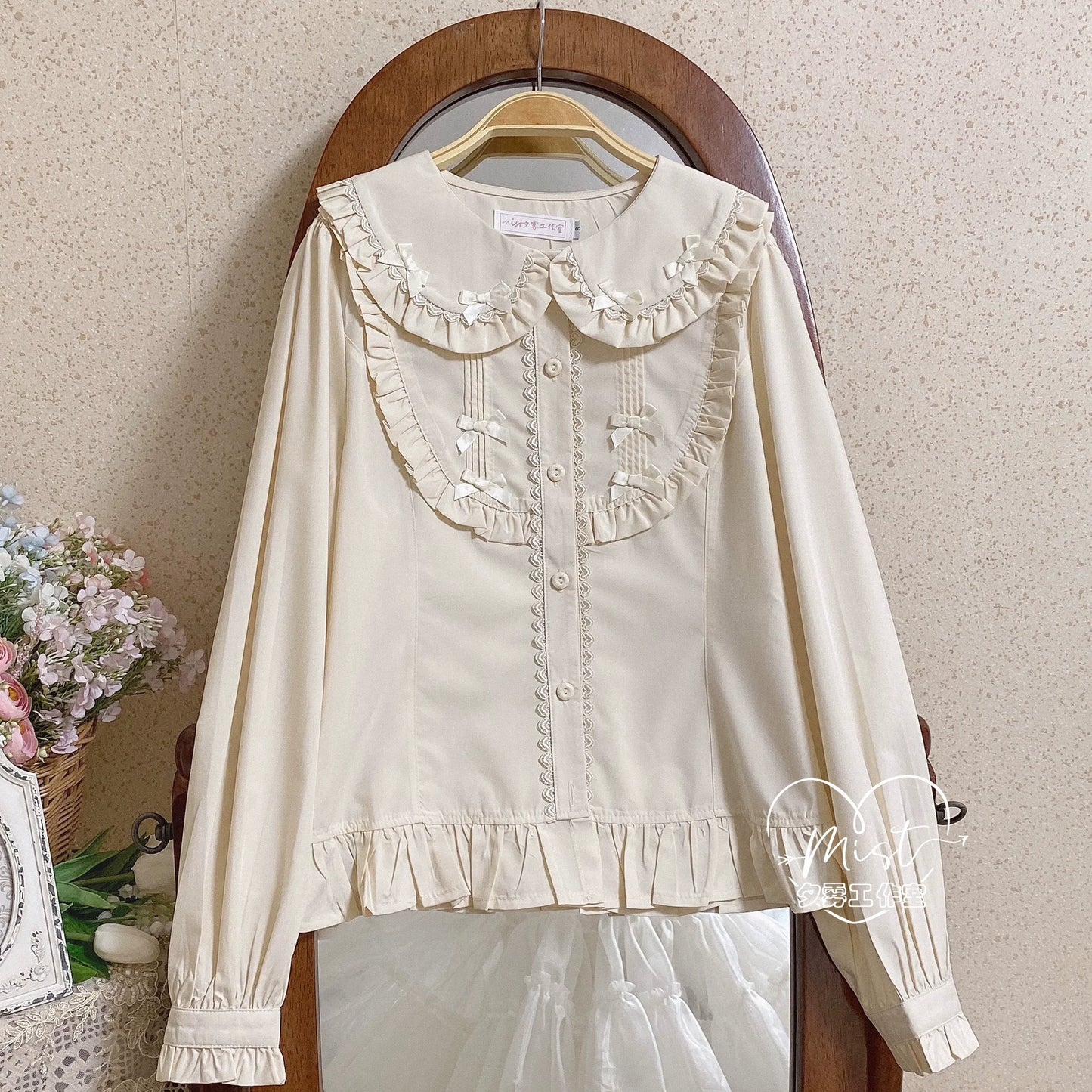 MIST - Sweet Lolita Blouse Doll Collar Lolita Shirt With Bubble Sleeve