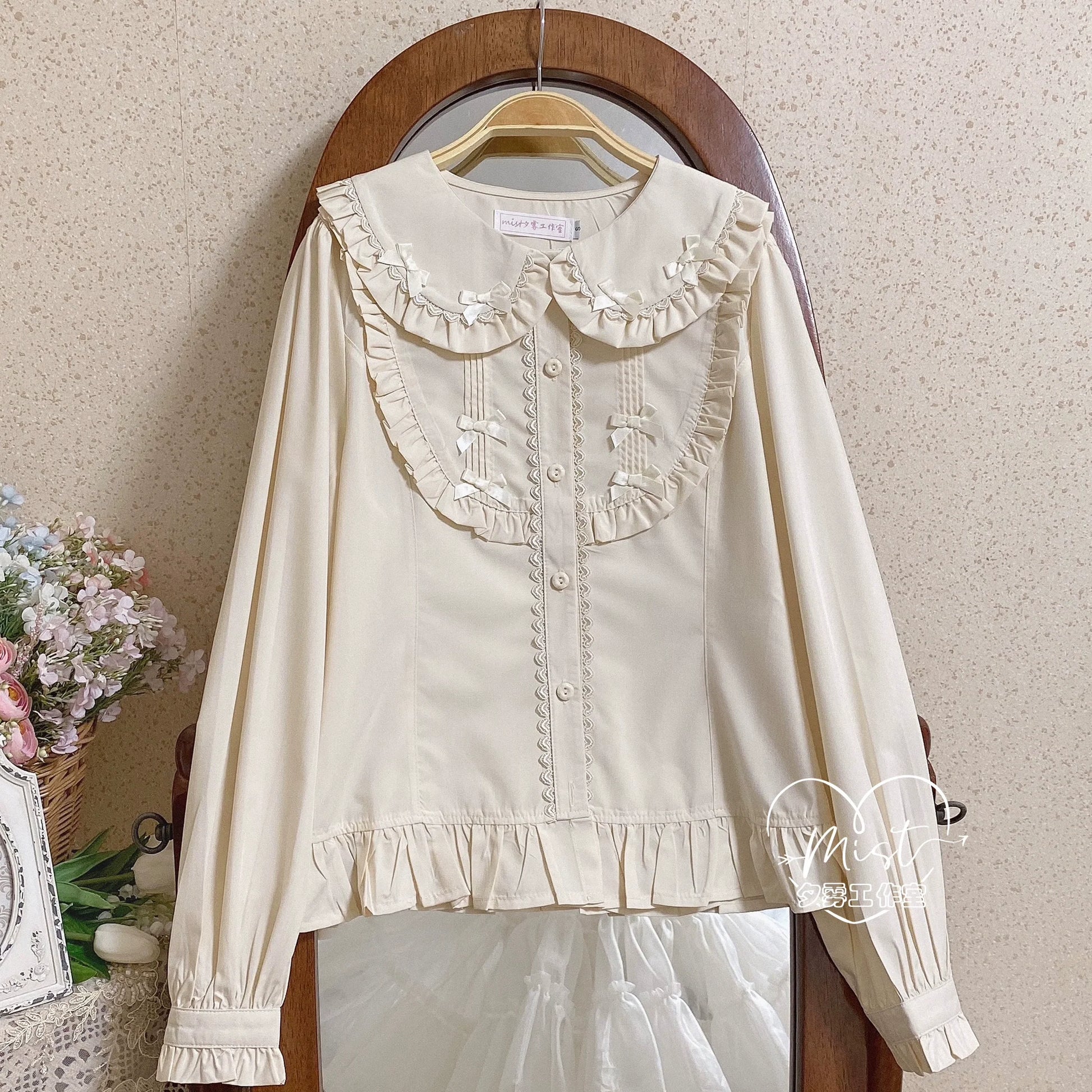 MIST - Sweet Lolita Blouse Doll Collar Lolita Shirt With Bubble Sleeve