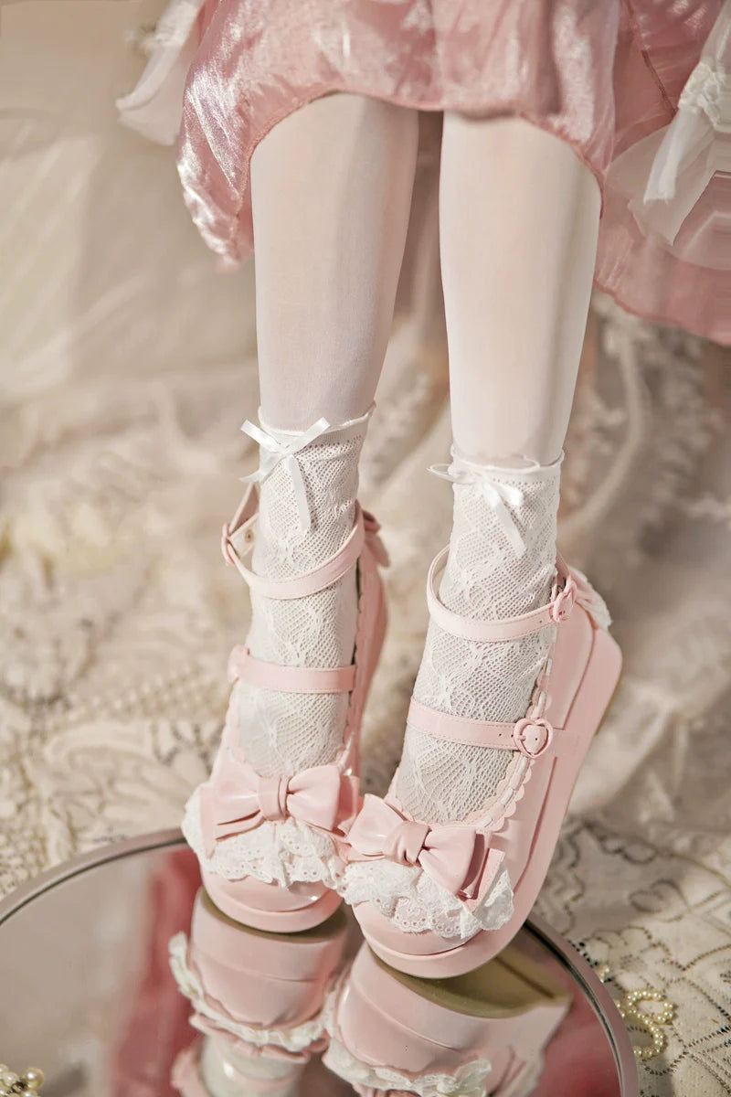 Jiujiu Lolita - Milky Puff - Sweet Lolita Heels Shoes, Round Toe With Petite Wedge