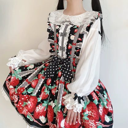 Flower Banquet - Sweet Lolita Blouse Embroidered Shirt with Long Sleeve