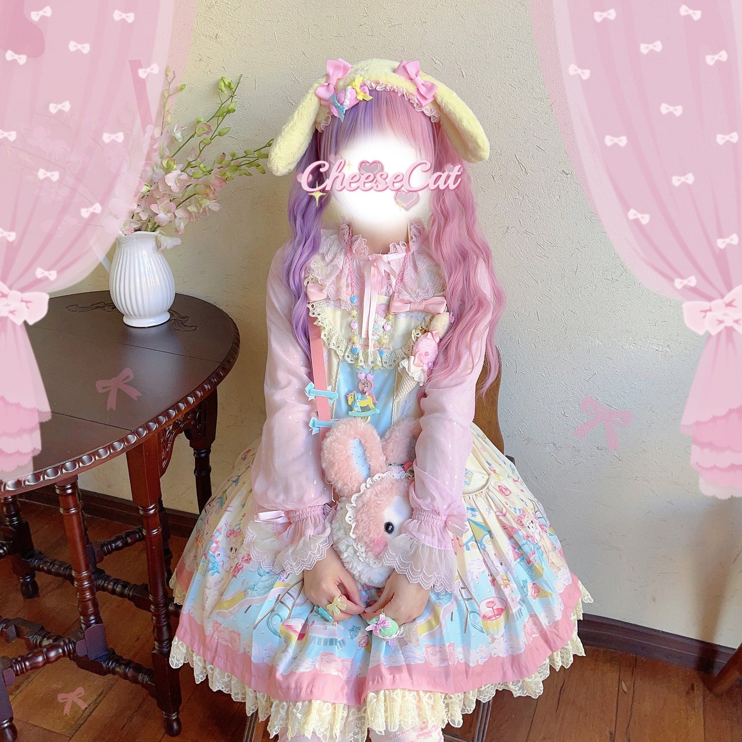 Cheese Cat - Fluffy Lop-Eared Bunny Sweet Lolita Hairband