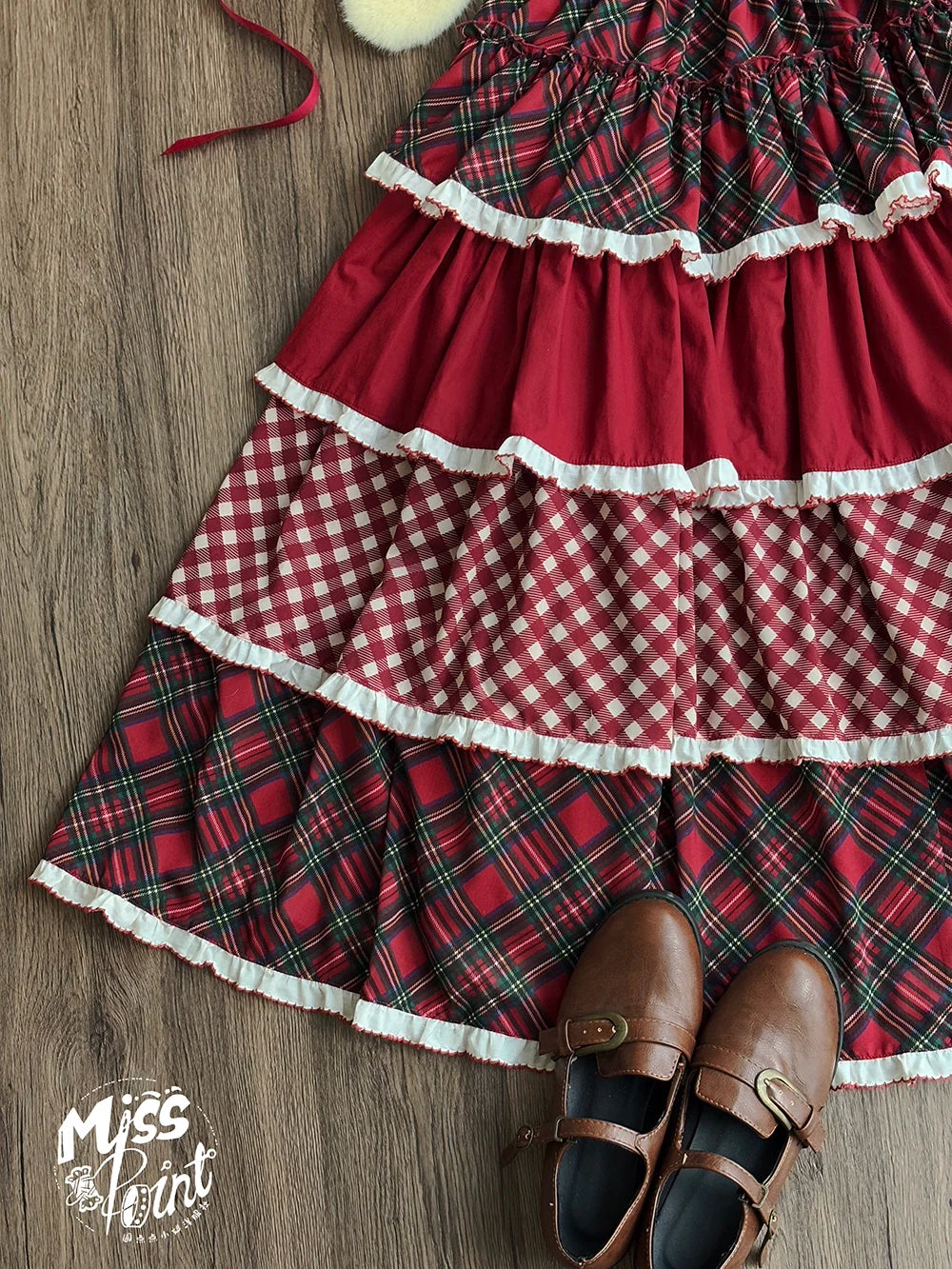 Miss Point - Forest Berry Bunny - Sweet Lolita Plaid Skirt Tiered Ruffles Spring SK
