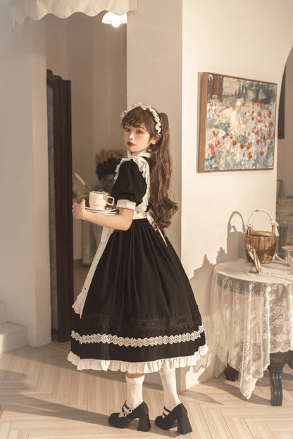 Your Princess - Maid Lolita Puff Sleeve Black Dress