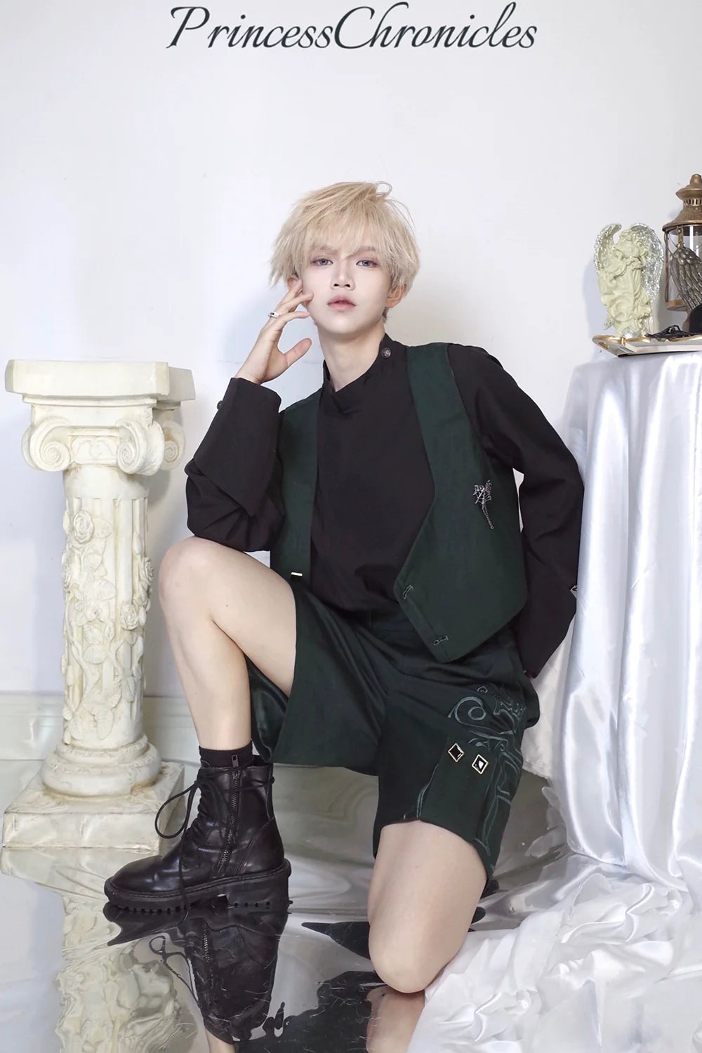 Princess Chronicles - Ruwoxichen - Retro Ouji Lolita Prince Style Black Blouse