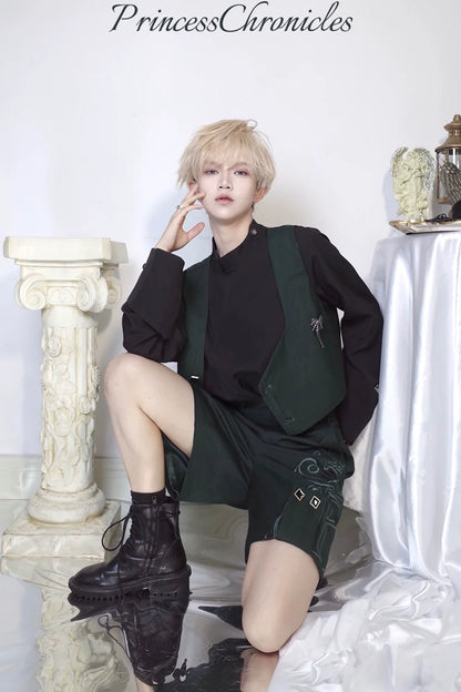 Princess Chronicles - Ruwoxichen - Retro Ouji Lolita Prince Style Black Blouse