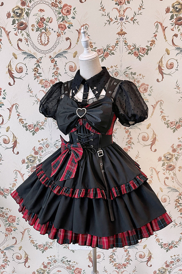 Alice Girl - Gothic Lolita Blouse Short Sleeve Black Shirt
