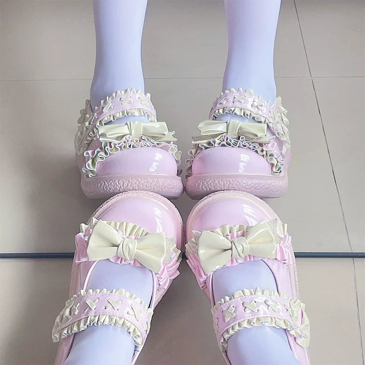 Fairy Godmother - Cute Lolita Shoes Bow Candy-Colored Lolita Flat Shoes