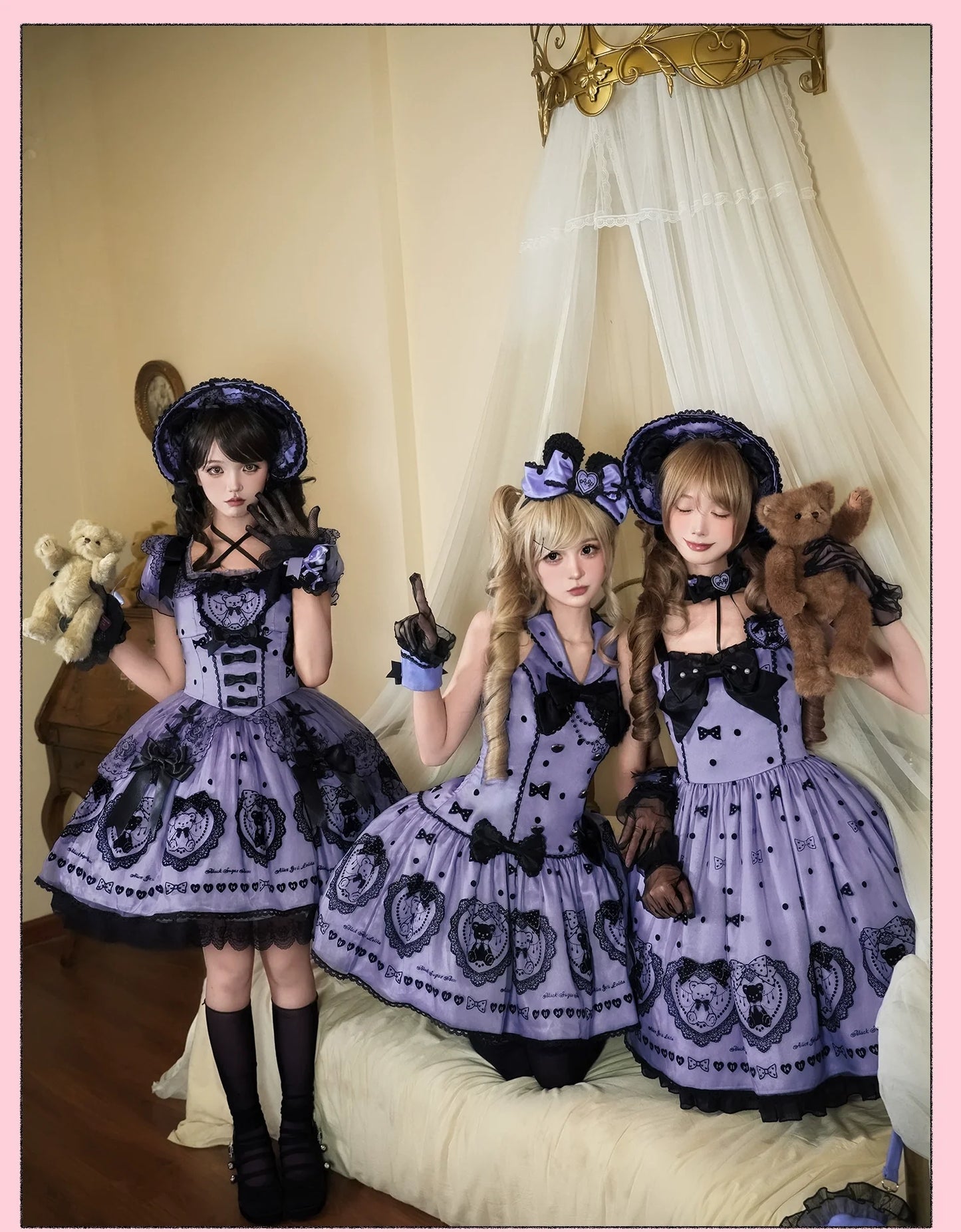 Alice Girl - Brown Sugar Bear - Printed Sweet Lolita Dress, Multiple Styles
