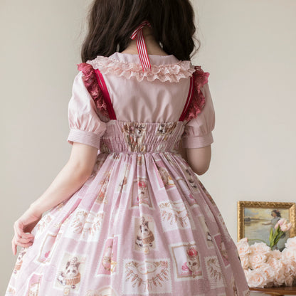 MIST - Semi-sweet Milk Cake - Sweet Lolita Short Sleeve Blouse with Lace Peter Pan Collar