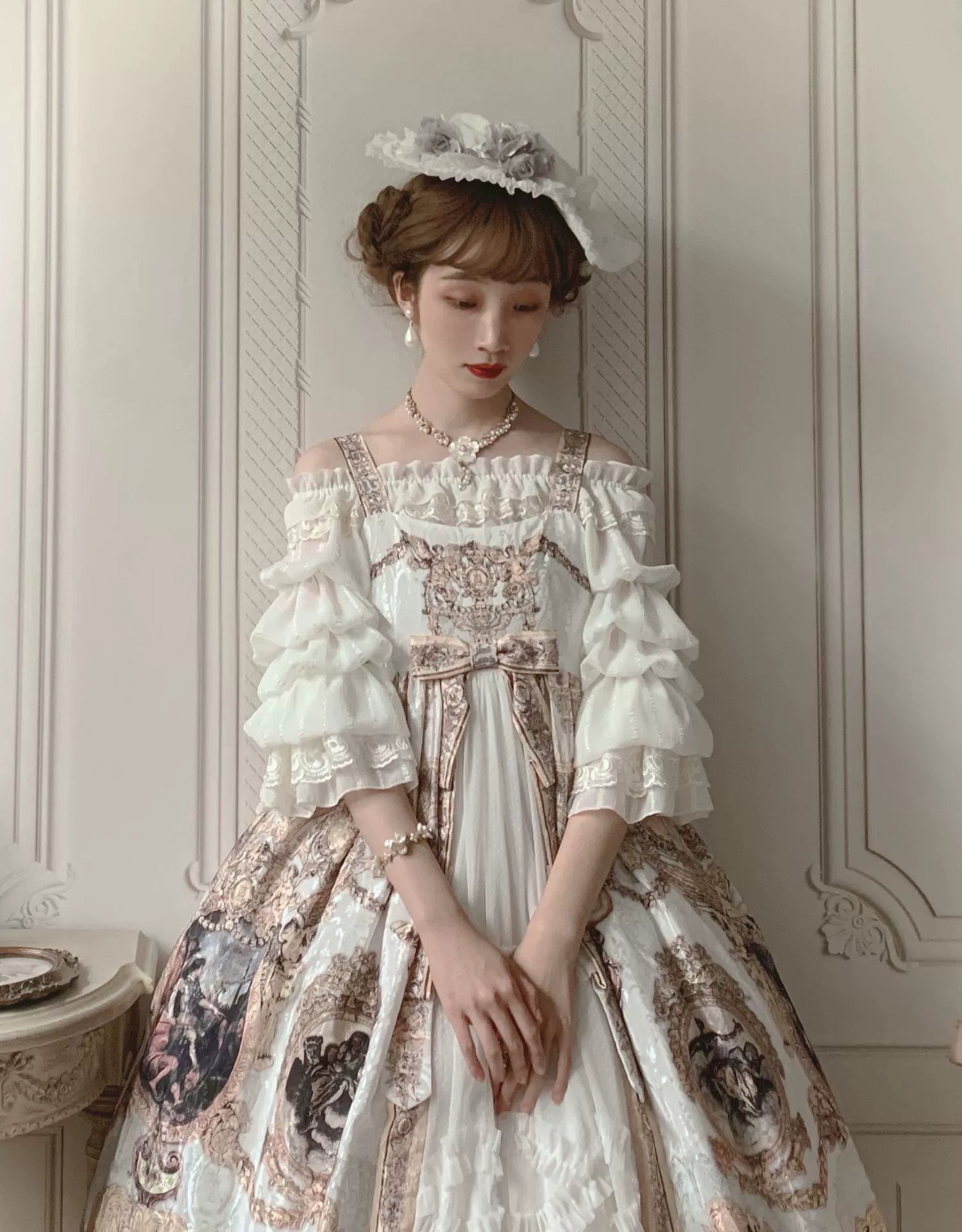 Airfreeing - Wendy - Elegant Lolita Blouse Chiffon Off-Shoulder Virago Sleeve Blouse