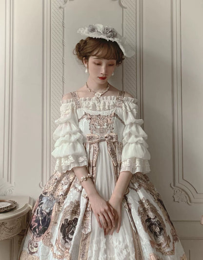 Airfreeing - Wendy - Elegant Lolita Blouse Chiffon Off-Shoulder Virago Sleeve Blouse