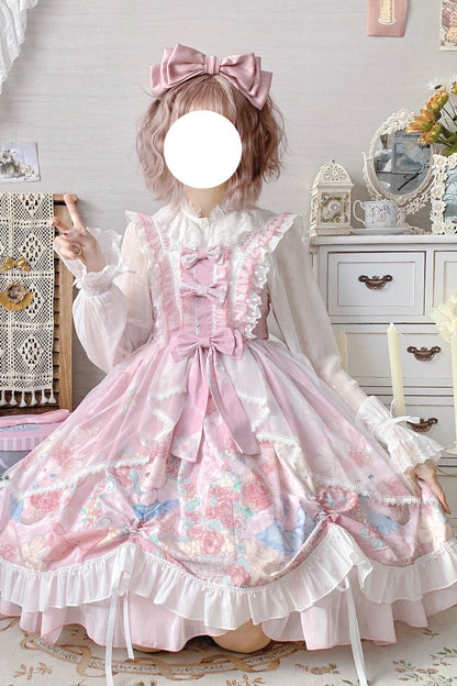 Sugar Girl - Sweet Lolita Summer JSK Dress, Wreath Bunny Printed