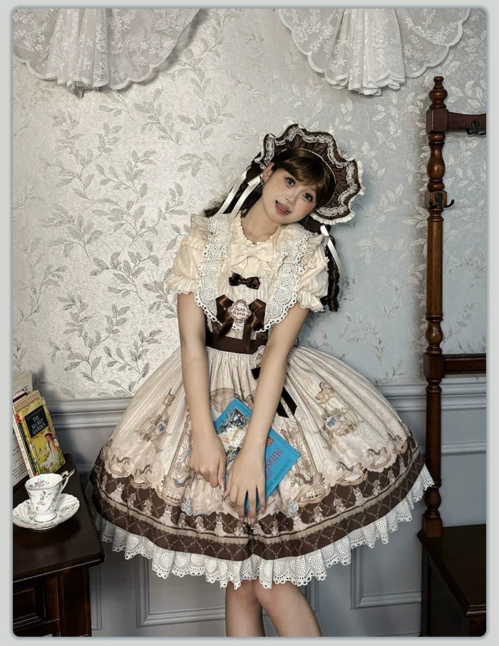 Alice Girl - Sea Salt Fairytale - Sweet Lolita Blouse Short Puff Sleeves Lolita Shirt