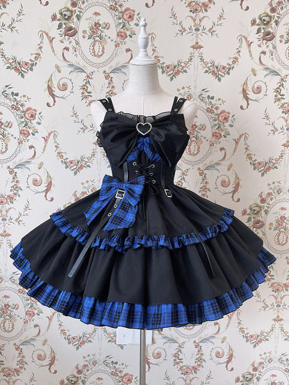Alice Girl - Gothic Lolita Dress Blue Plaid Jumper Dress
