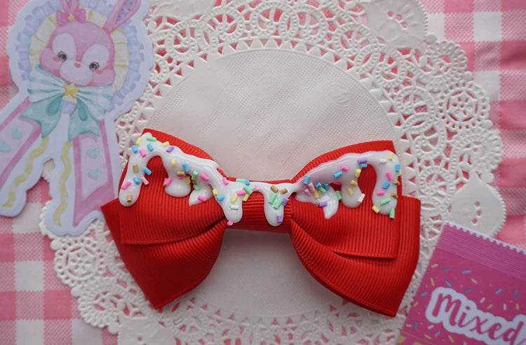 Cat Tea Party - Handmade Sweet Lolita Bow Hair Clip Cute Imitation Cream Cake