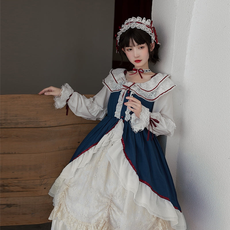 With Puji・朶now White - Lolita Flounce Hemline OP Dress
