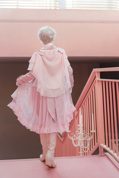Immortal Thorn - Immortal Glass Castle - Ouji Lolita Handsome Prince Style Pink Long Coat