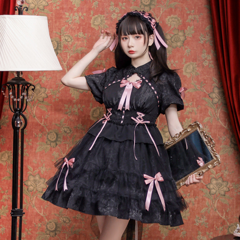 Eieyomi - Kawaii Lolita OP Dress Summer Dress Short Sleeve