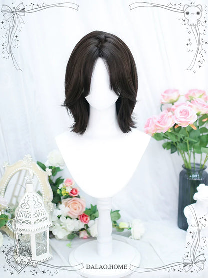 Dalao Home - Bitter Wine - Daily Lolita Short Wig Eight-character Bangs Short Black Tea