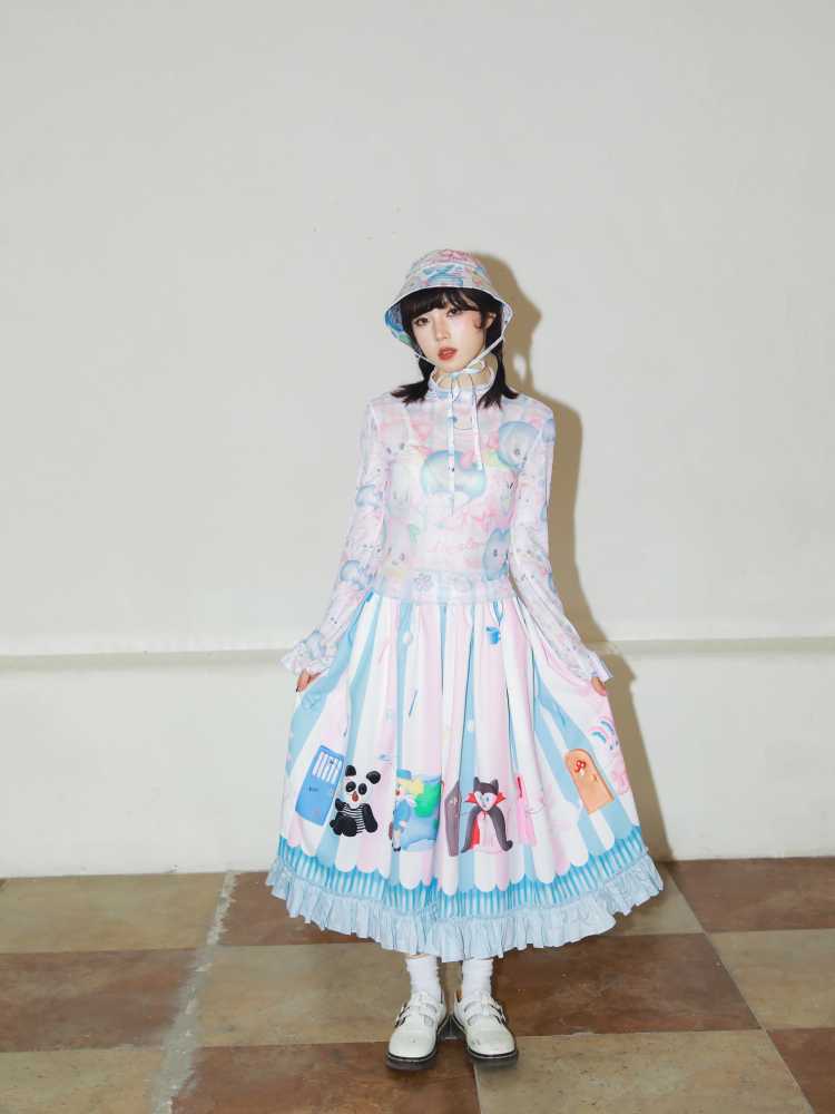 Hand-drawn printed skirt【s0000010071】