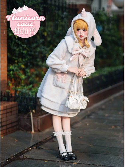 Forest Fluorescent Carps - Sweet Lolita Winter Coat Unicorn and Rabbit Ear Coat