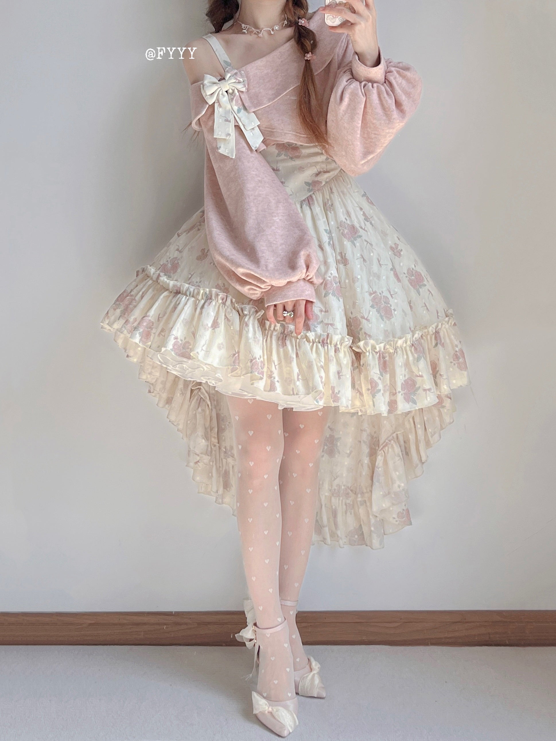 KuMa Lolita - Twilight Rose - Sweet Lolita Dress Sweater and JSK