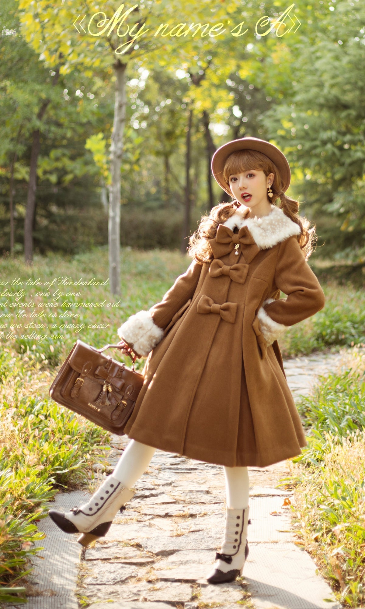 Unideer - Winter Lolita Coat Wool Bow Overcoat