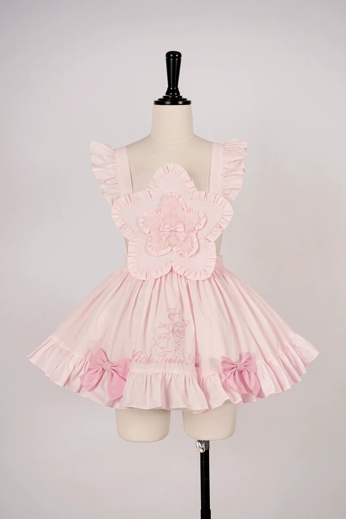 Vcastle - Sweet Lolita OP Dress Splicing Sleeve Apron Dot Print Dress
