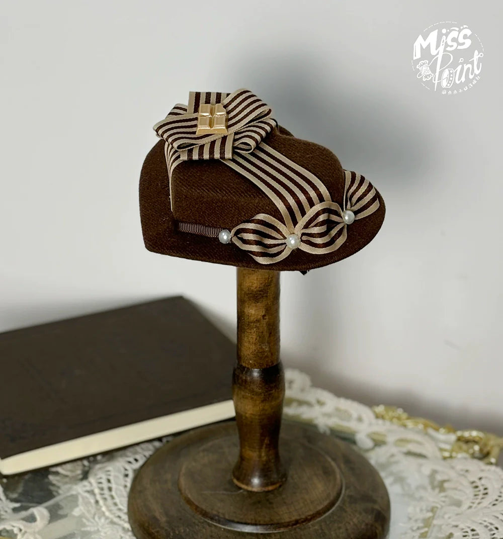Miss Point - Classical Chocolate - Classic Lolita Accessory Bowler Hat BNT Beret Jabot