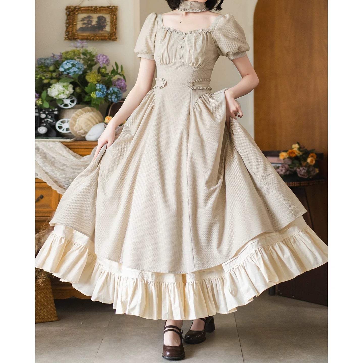 Forest Wardrobe - Chantilly Forest - Classic Lolita OP Dress With Square Neck & Underskirt