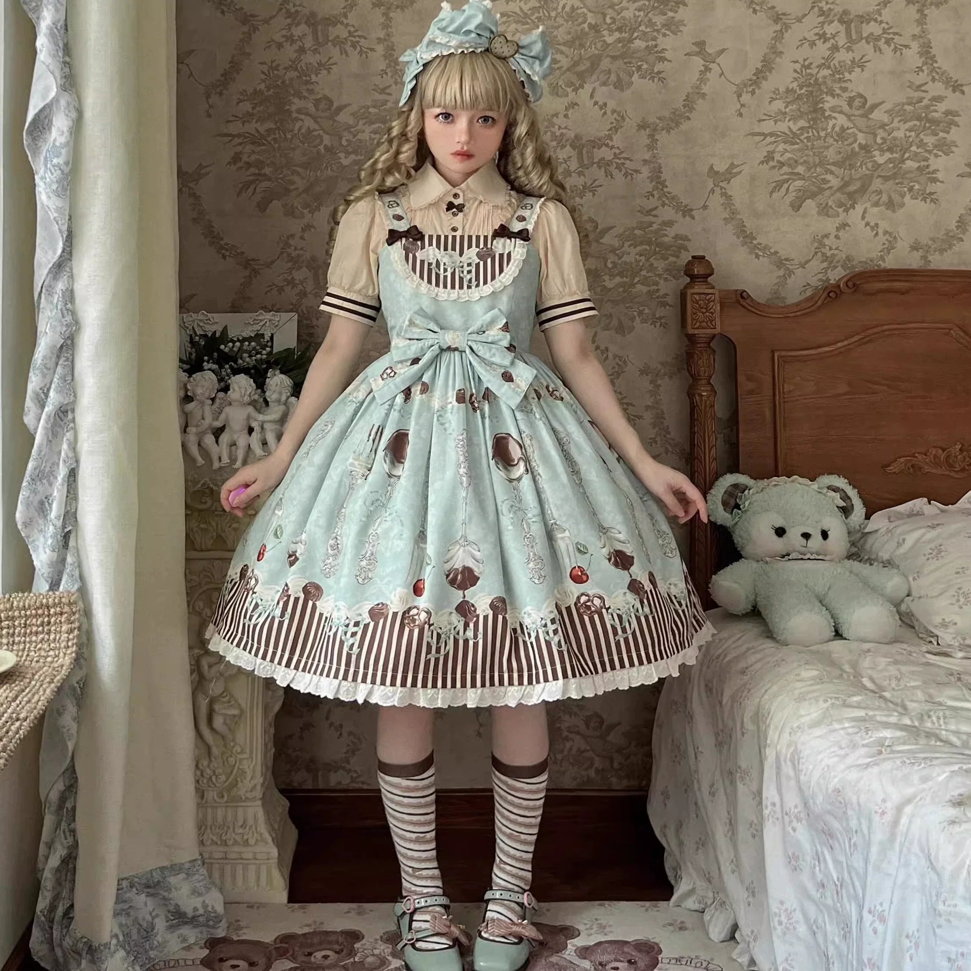 Sweet Dream Sheep - Sweet Dessert - Green Lolita Jumper Dress Lolita Headwear